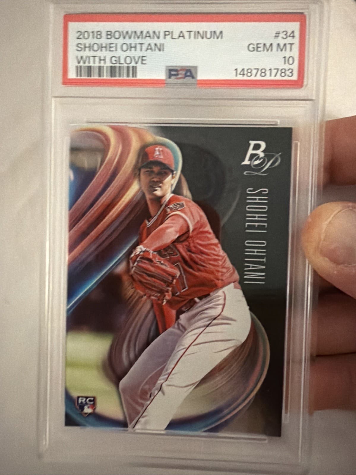 2018 Topps Bowman Platinum Shohei Ohtani With Glove #34 Rookie PSA 10🔥📈MVP