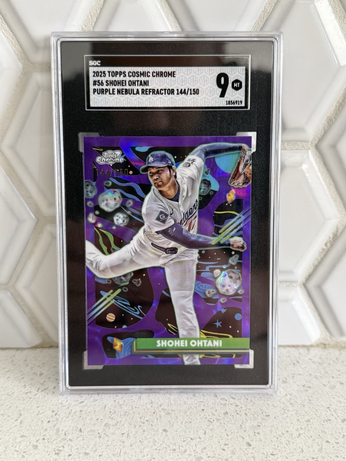 2025 Topps Cosmic Chrome Shohei Ohtani #56 Purple Nebula 144/150 SGC 9