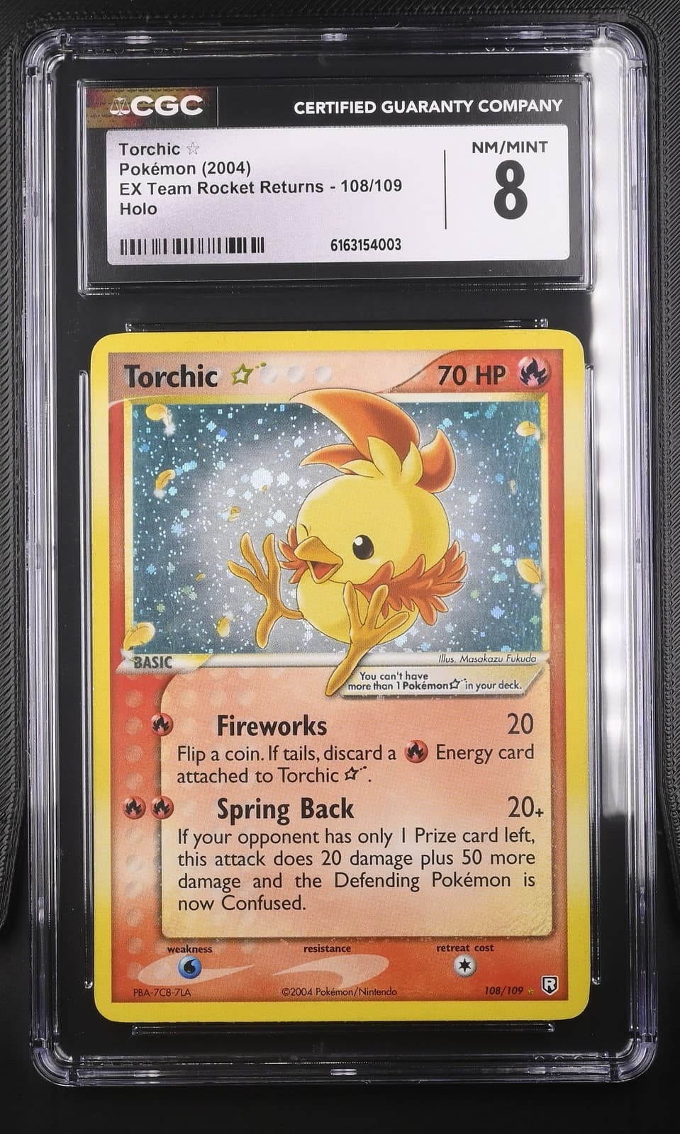 Pokemon Torchic Gold Star EX Team Rocket Returns 108/109 Holo CGC 8