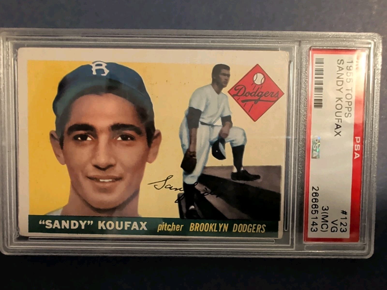 1955 Topps "Sandy" Koufax Rookie RC #123 Dodgers PSA 3