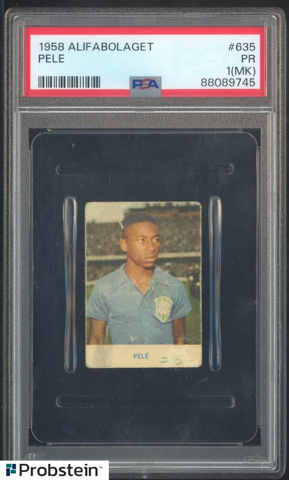 1958 ALIFABOLAGET SOCCER PELE RC Rookie #635 PSA 1(MK)