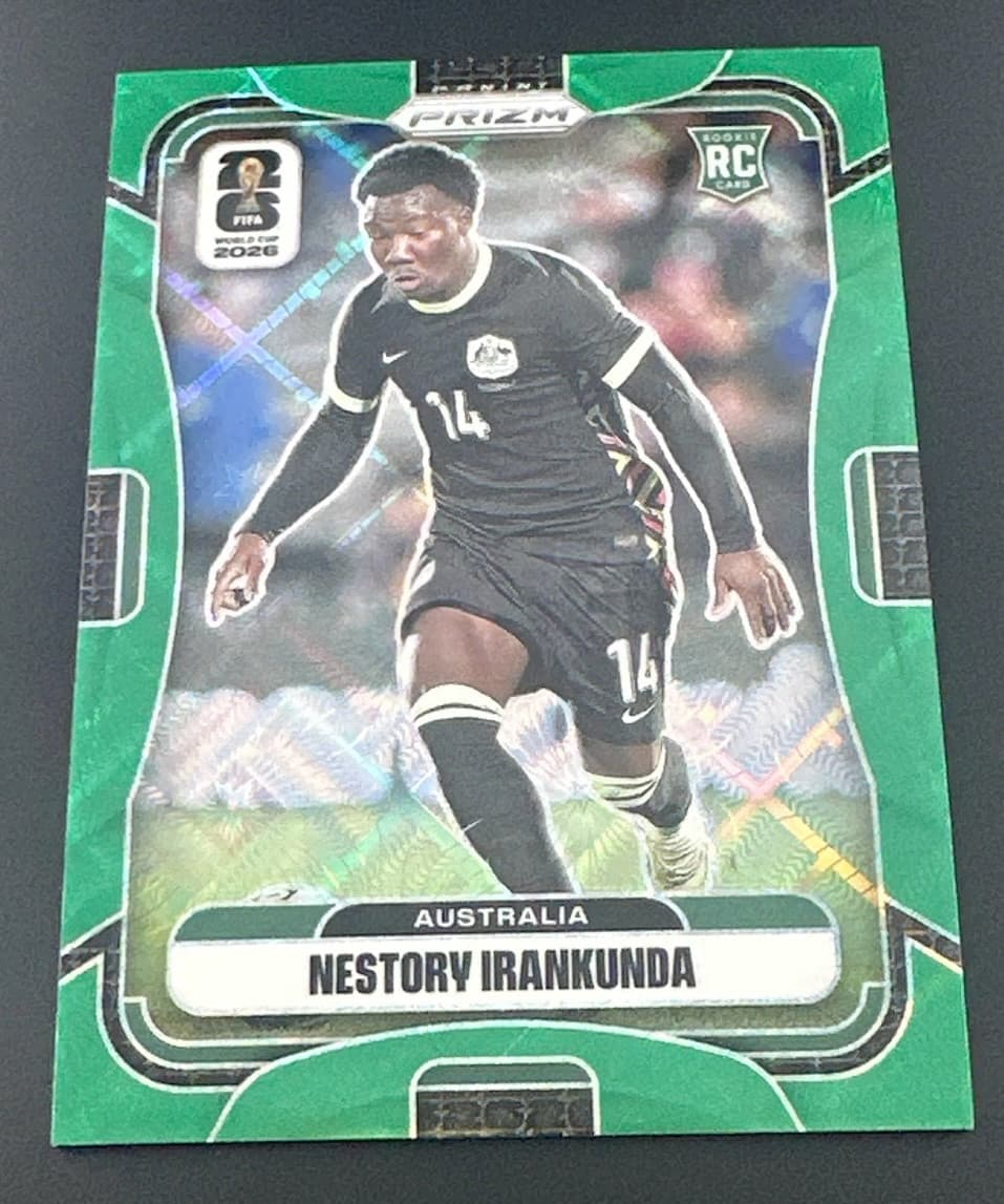 2026 Panini Prizm FIFA World Cup Nestory Irankunda Rookie Green Lattice #3/5