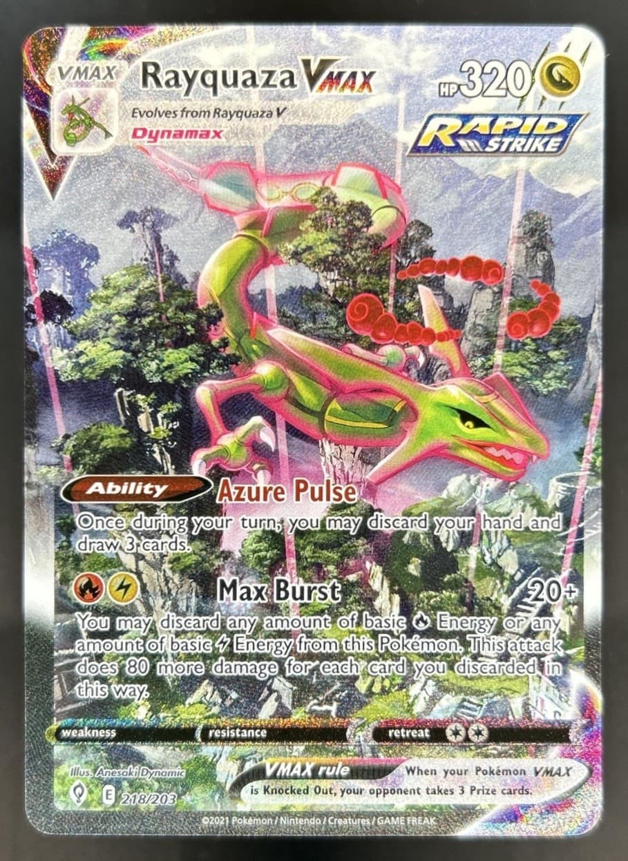 2021 Pokemon SWSH Evolving Skies Rayquaza VMAX #218/203