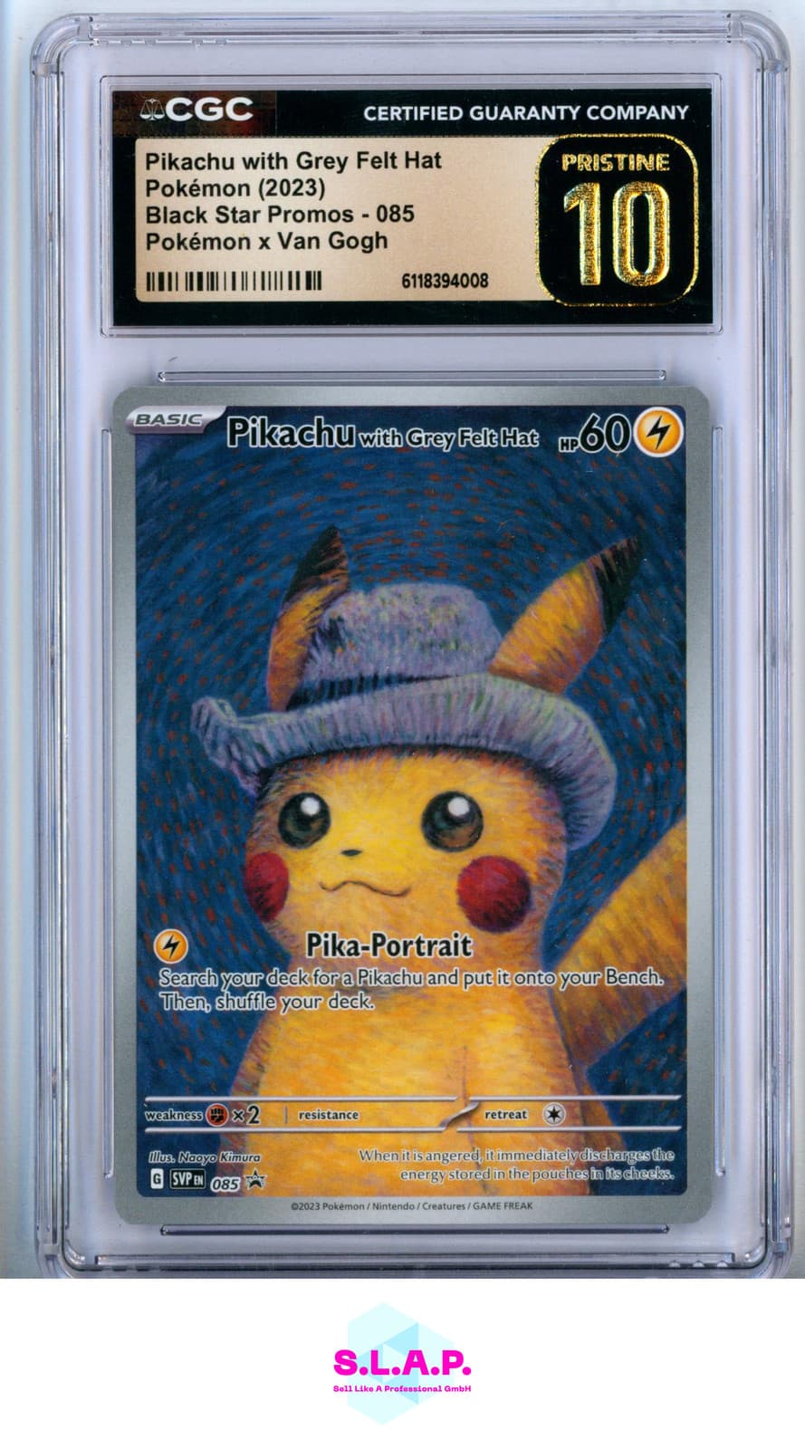 Pikachu Grey Felt Hat Van Gogh Pokemon 2023 Svp Prm Blackstar En Cgc 10 Pristine