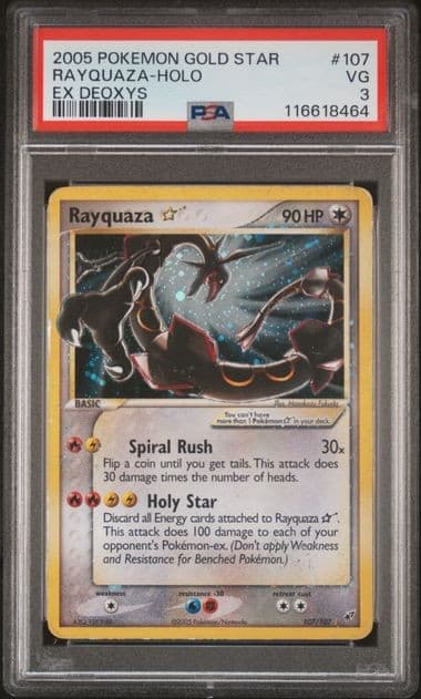 2005 Pokemon Ex Deoxys Gold Star #107 Rayquaza-Holo Psa 3