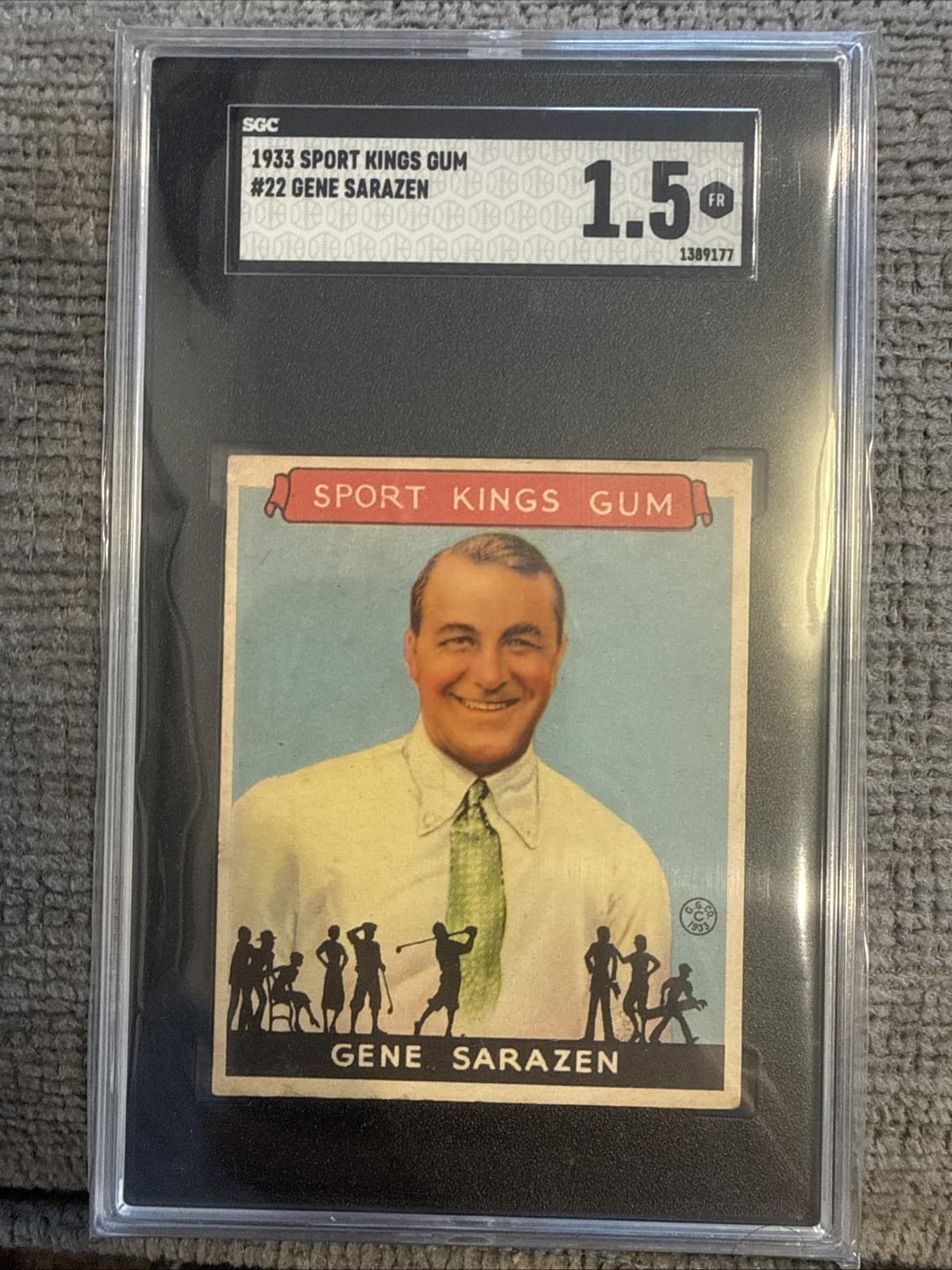 1933 SPORT KINGS #22 GENE SARAZEN GOLF TRADING CARD SGC 1.5 FAIR