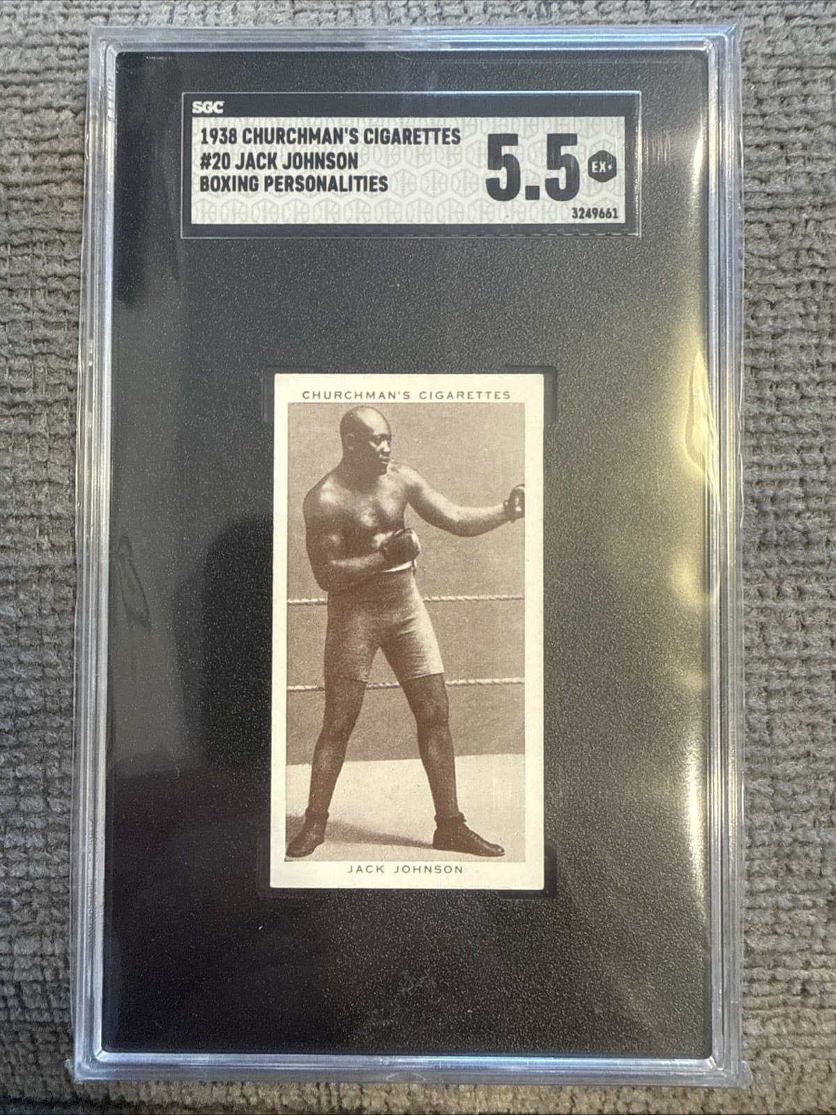 1938 Churchman's Cigarettes #20 Jack Johnson Boxing Personalities SGC 5.5 EX+