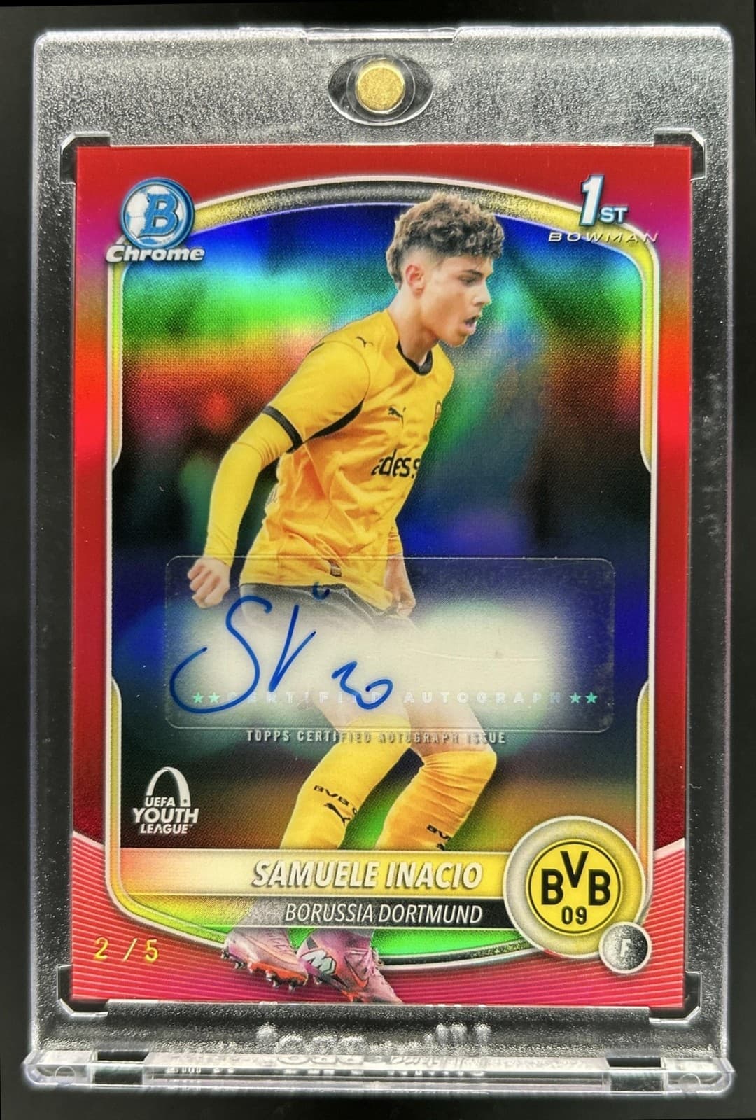 2025-26 Topps Chrome Samuele Inacio Bowman Youth League Auto Red Refractor #/5