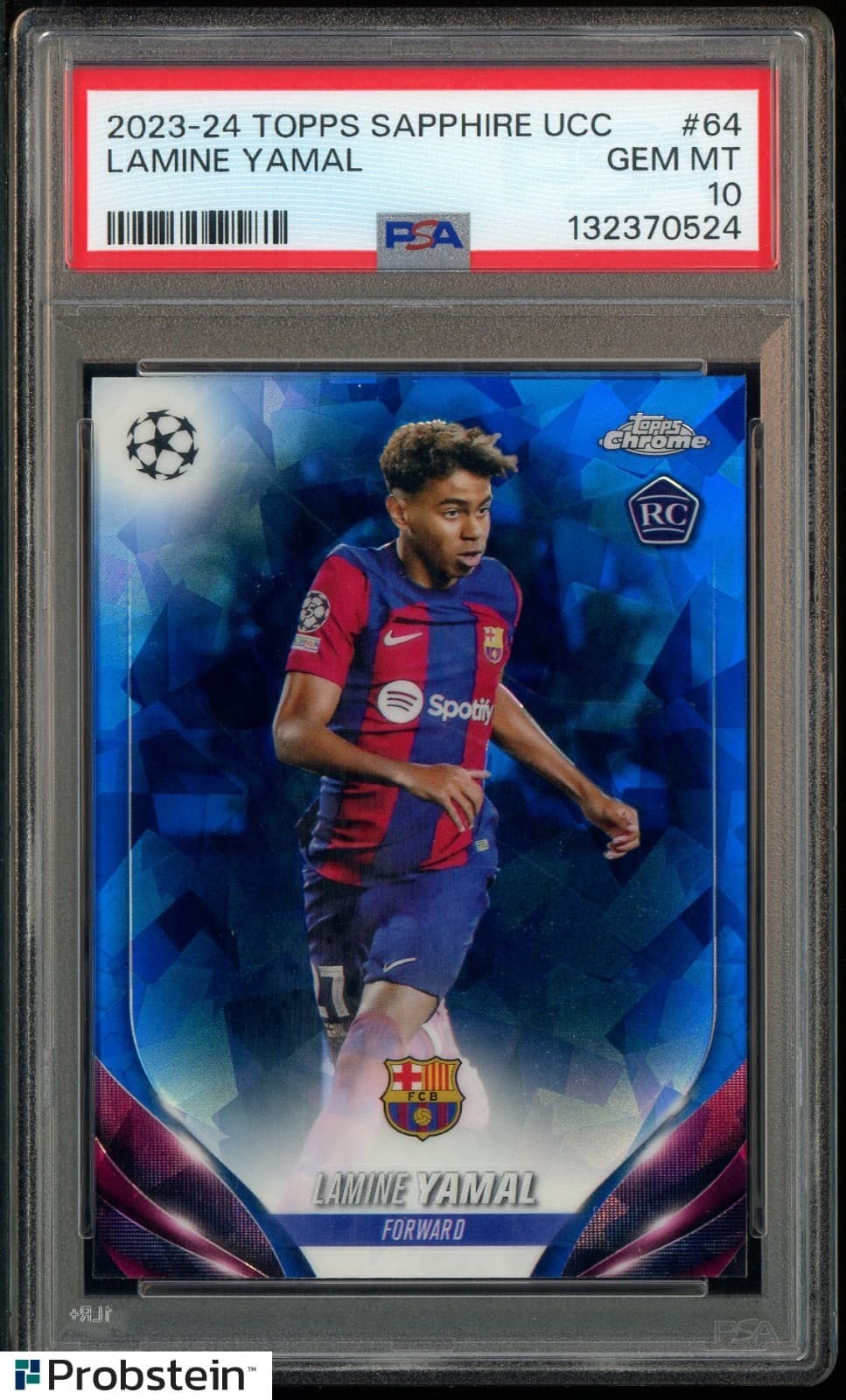 2023-24 Topps Chrome UCC Soccer Sapphire #64 Lamine Yamal RC Rookie PSA 10