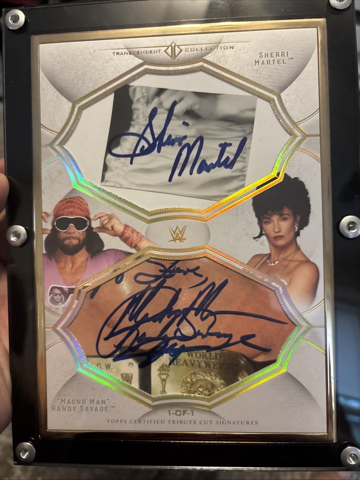 2019 Topps WWE Dual Auto Macho Man Randy Savage Sherri Martel 1/1 WWF Autograph