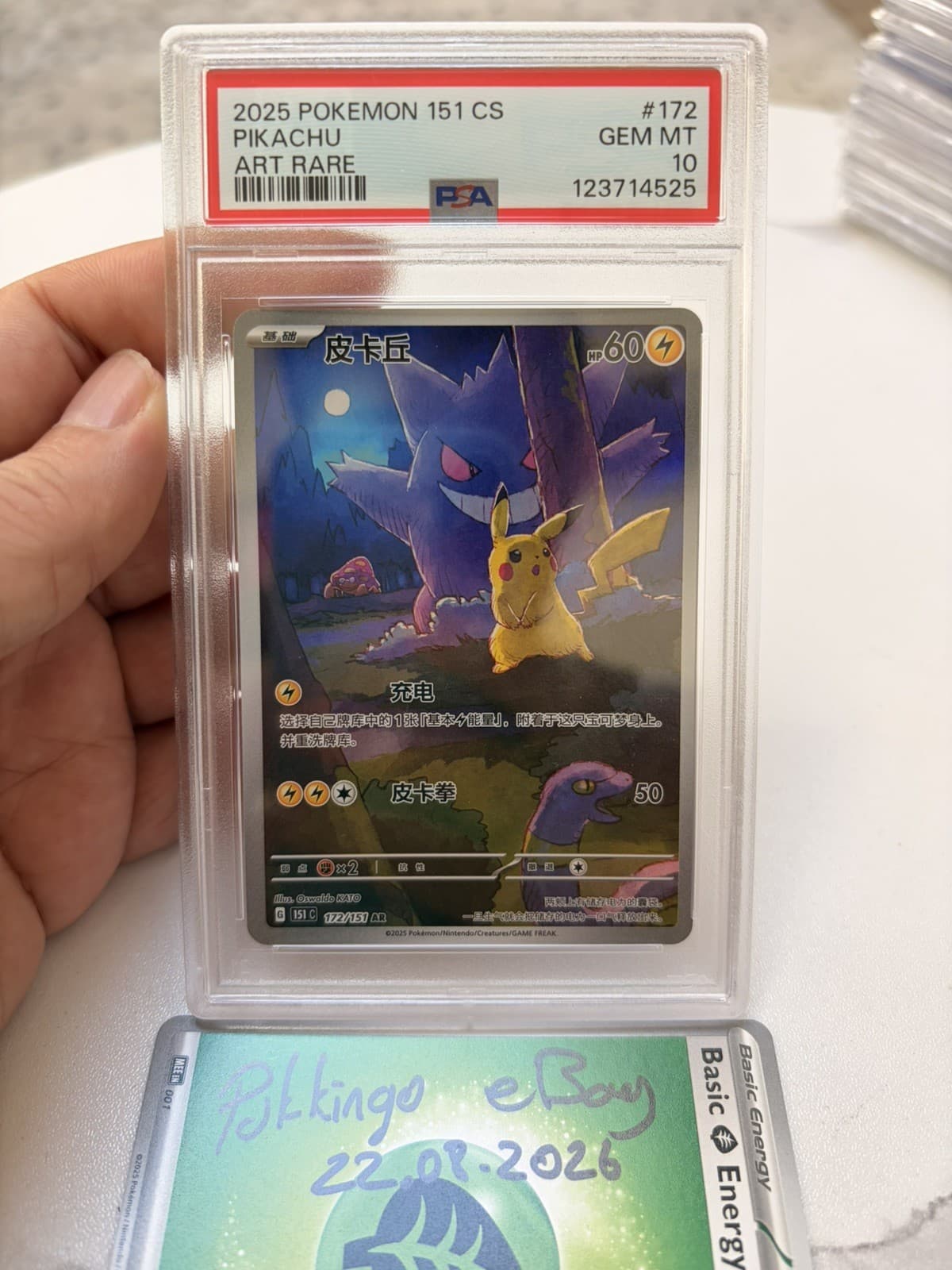 PSA 10 PIKACHU 172 | Collect 151 Gengar Art Rare Chinese Full Art Pokemon Card