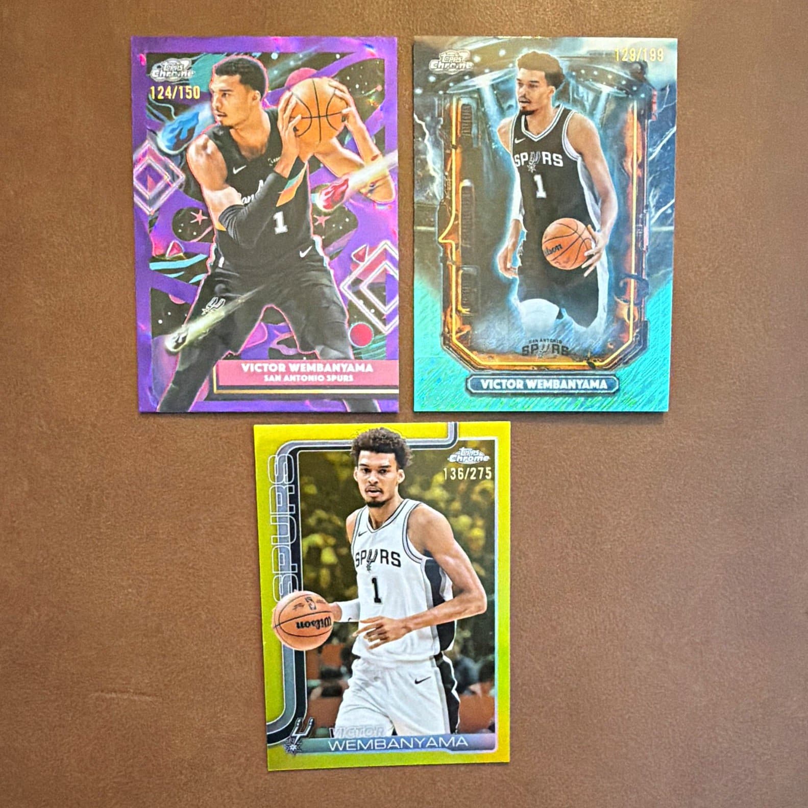 Topps Chrome Victor Wembanyama 3-Card Numbered Lot 2025-26 🔥 💎/150, /199, /275