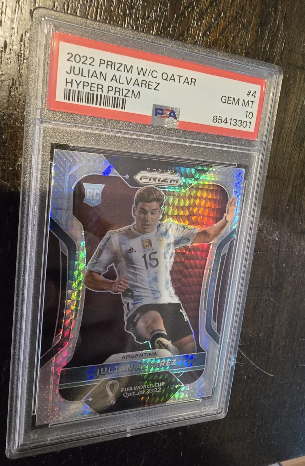 2022 Panini Prizm World Cup Qatar JULIAN ALVAREZ SILVER ROOKIE RC SP PSA 10