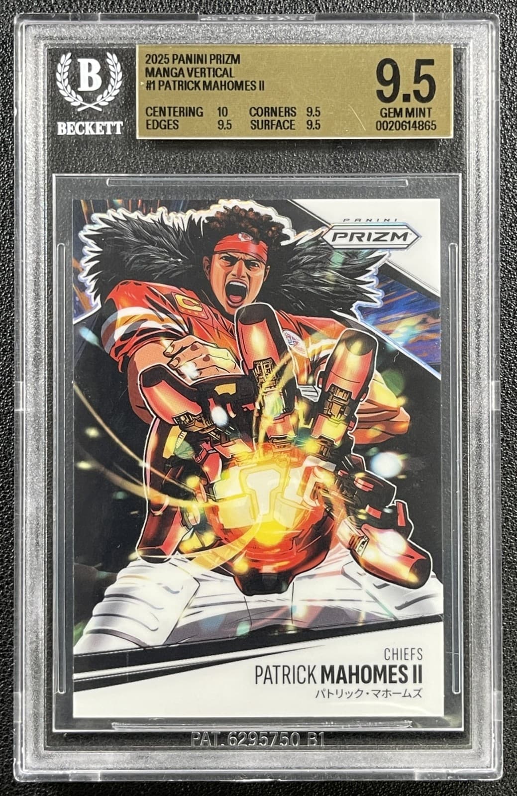 PATRICK PAT MAHOMES II BGS 9.5 2025 PANINI PRIZM #1 MANGA VERTICAL CHIEFS GEM SP