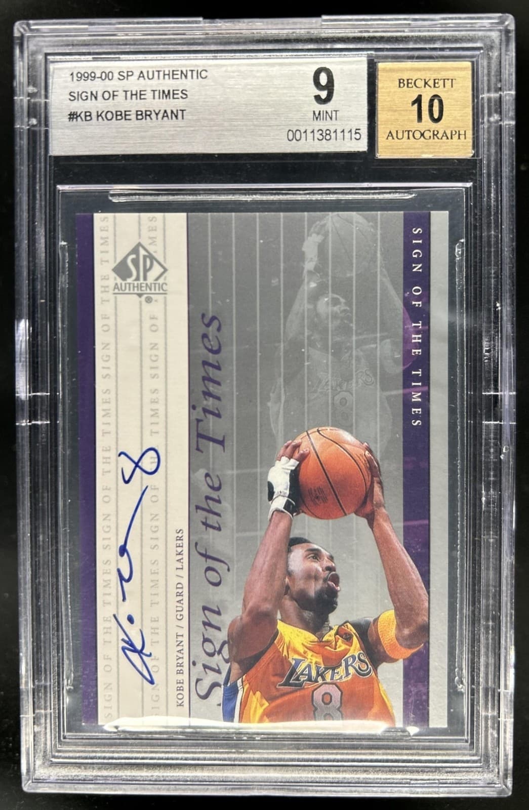 1999-00 SP Authentic Kobe Bryant Sign of the Times Auto #KB Lakers BGS 9