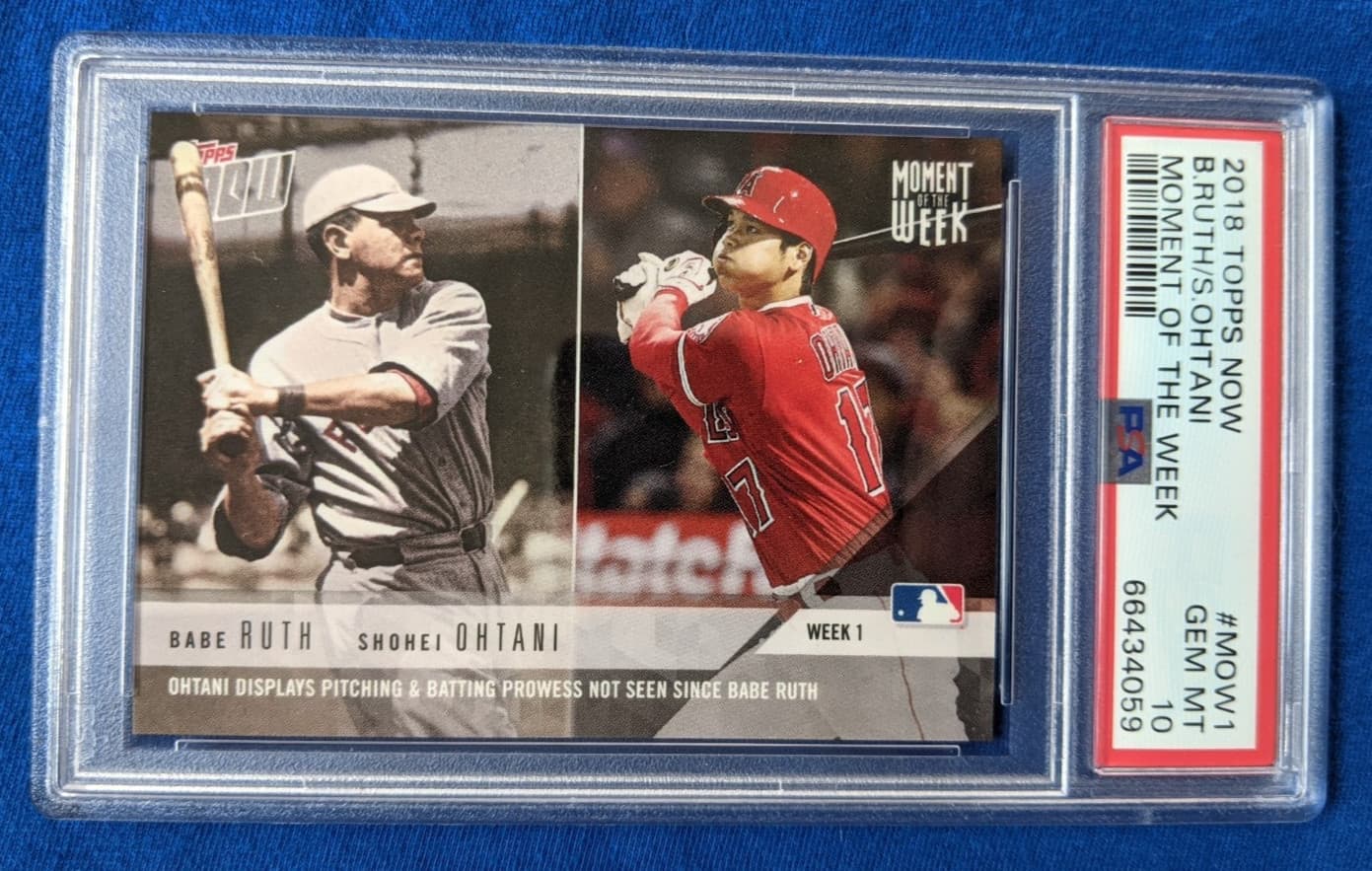 2018 Topps Now PSA 10 RC Shohei Ohtani & Babe Ruth #MOW-1 Moment of the Week