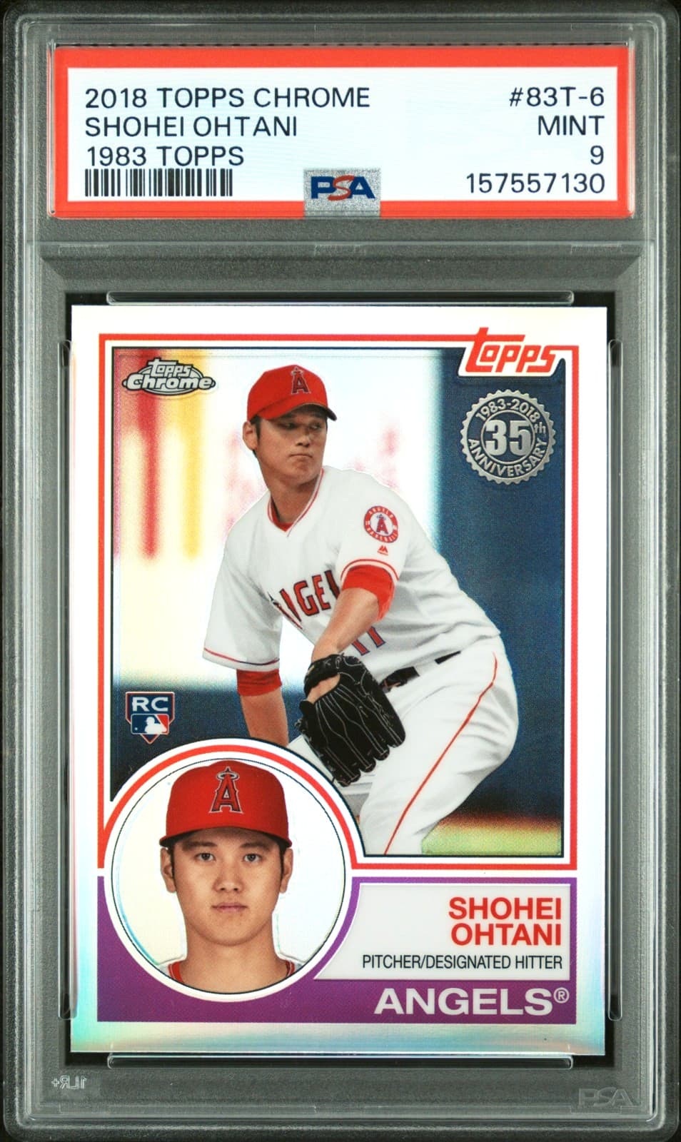 SHOHEI OHTANI 2018 CHROME 1983 TOPPS RC #83T-6 PSA 9 MINT! LA DODGERS #157557130