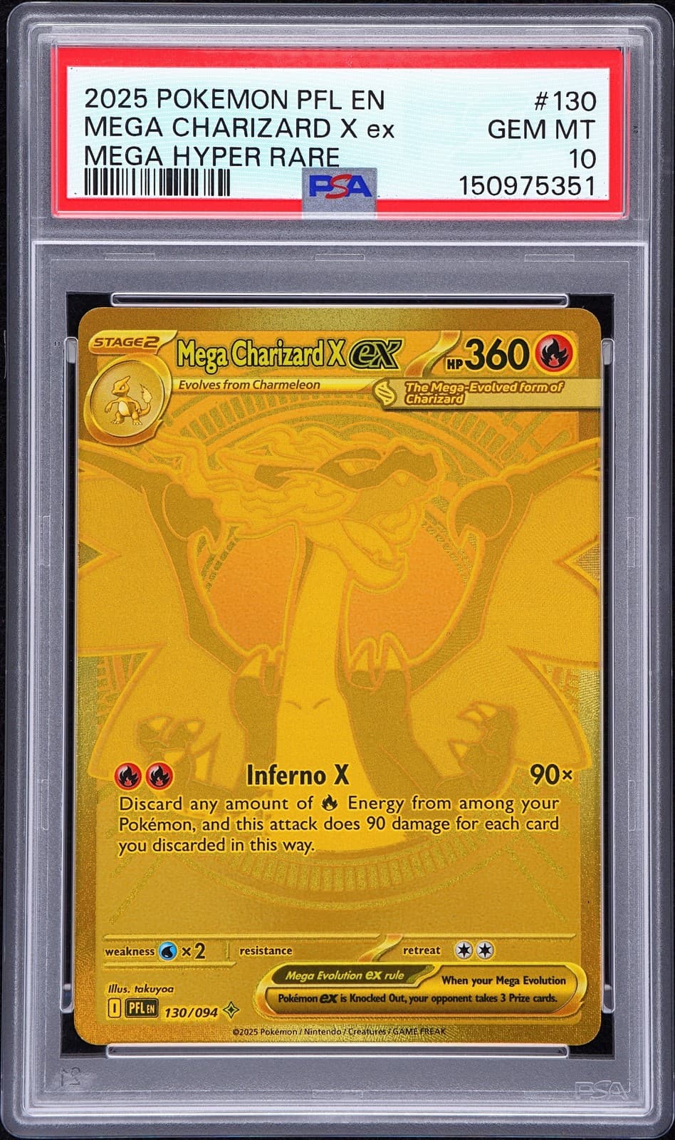 2025 POKEMON PFL EN-PHANTASMAL FLAMES MEGA HYPER RARE MEGA CHARIZARD X EX PSA 10