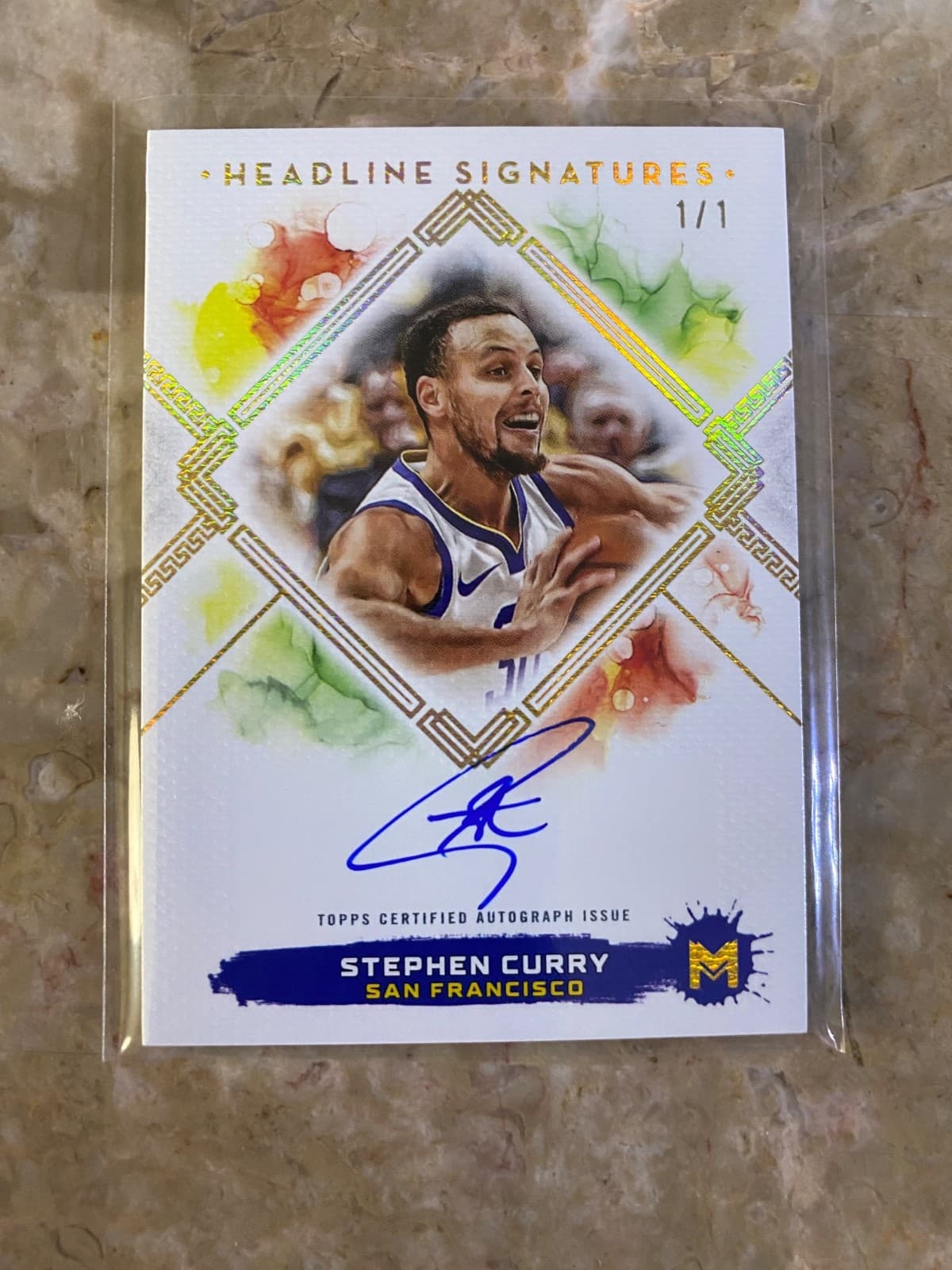 2024 Topps Motif Basketball Steph Curry 1/1 on Card Auto Headline Signatures