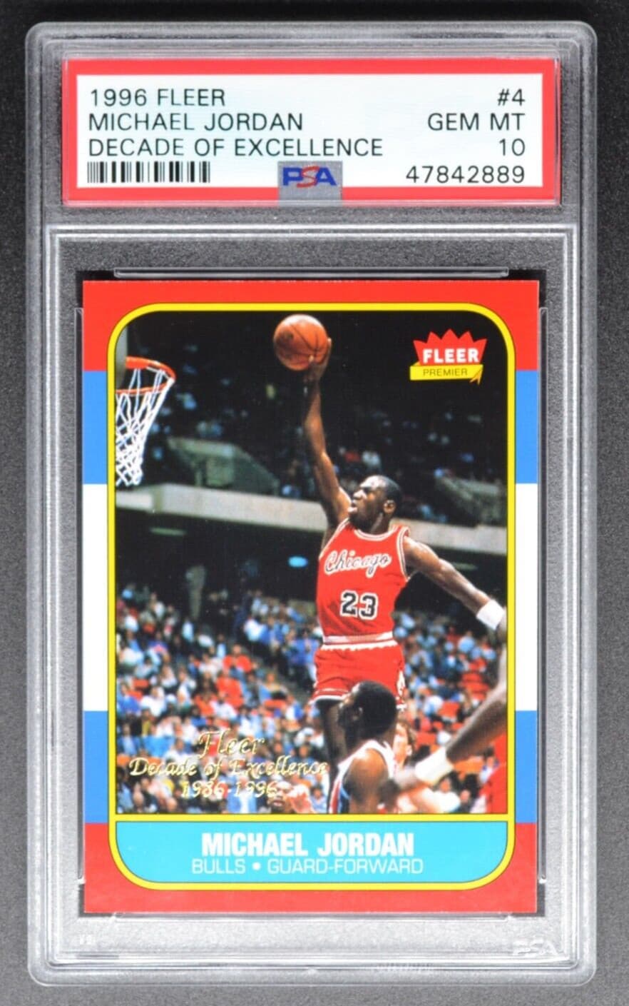 1996 FLEER Michael Jordan 1996 Fleer #4 DECADE Of Excellence Rookie Psa 10