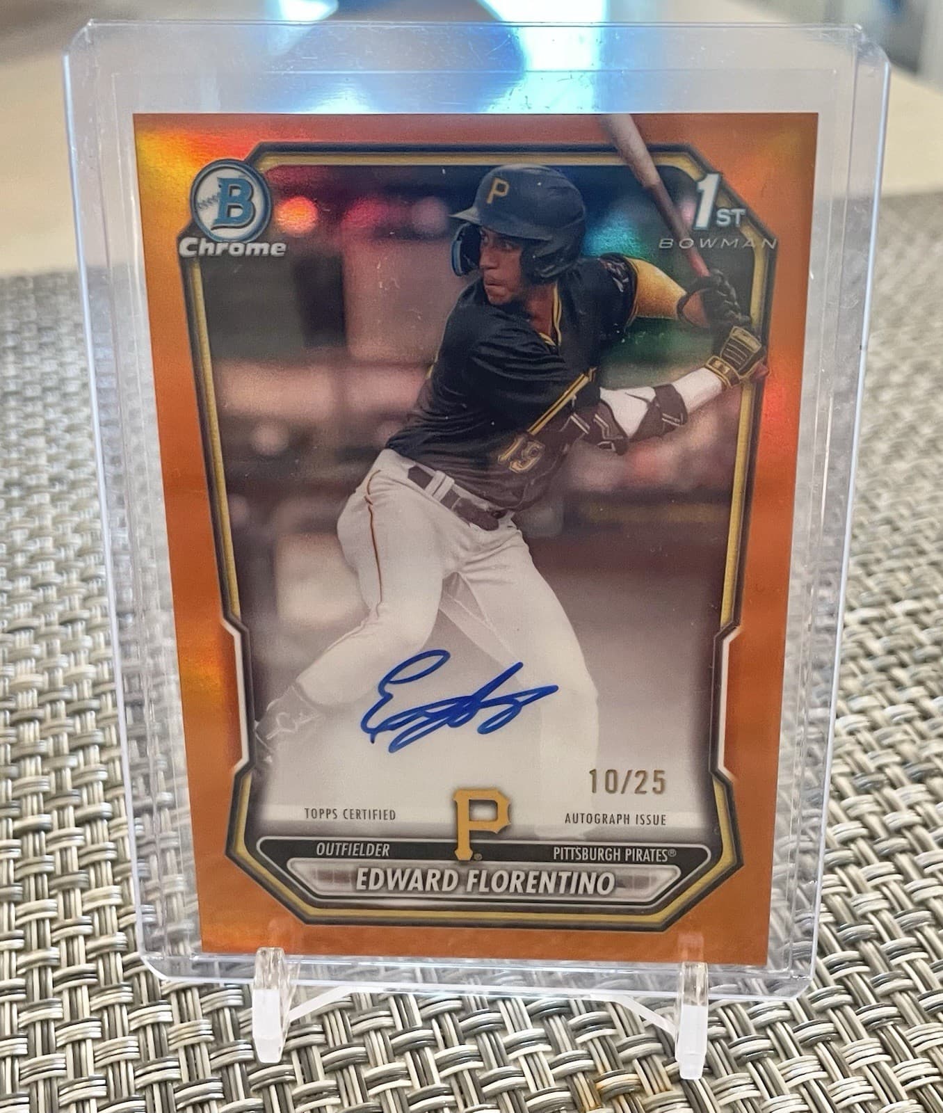 2026 Bowman Baseball Edward Florentino TRUE Orange Auto #10/25 Pirates On-Card