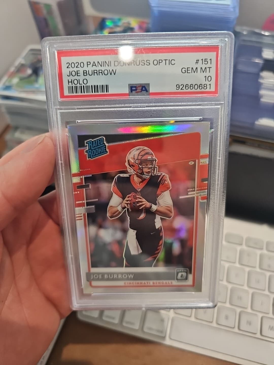 2020 PANINI DONRUSS OPTIC HOLO #151 JOE BURROW ROOKIE RC PSA 10