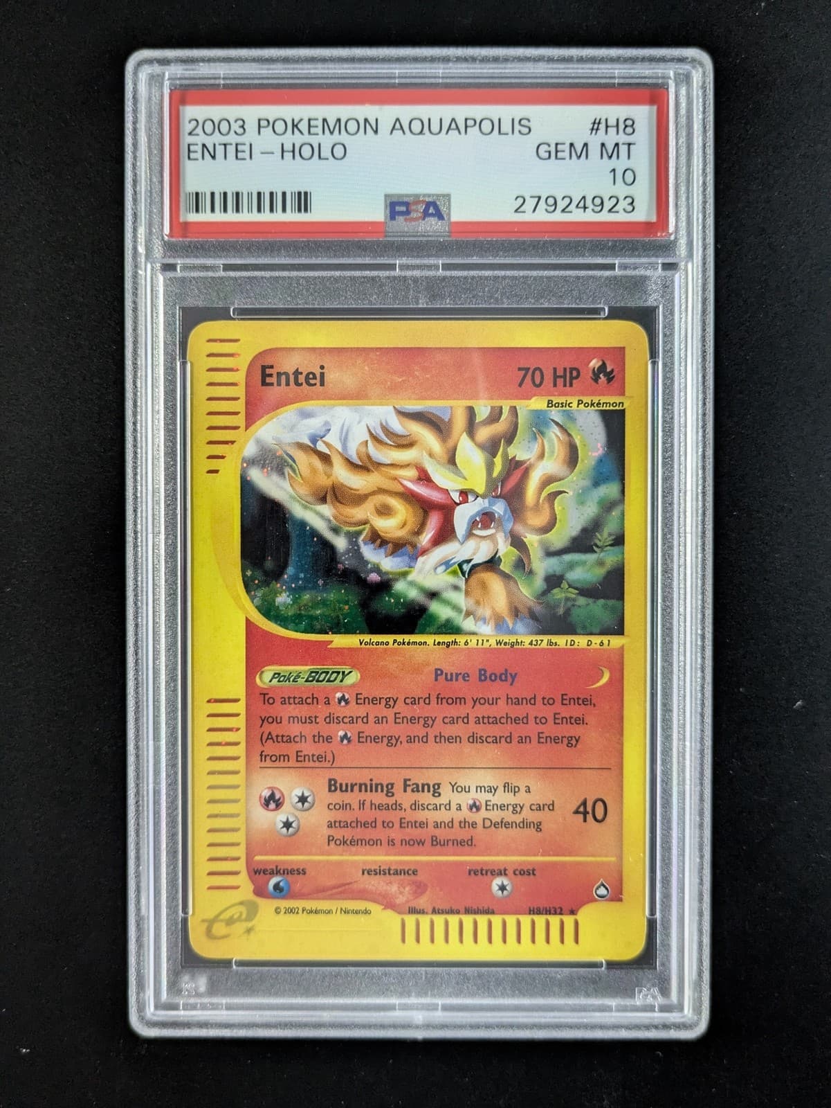 2003 Pokemon ENTEI #H8/H32 Aquapolis Unlimited Cosmos Holo Rare English PSA 10