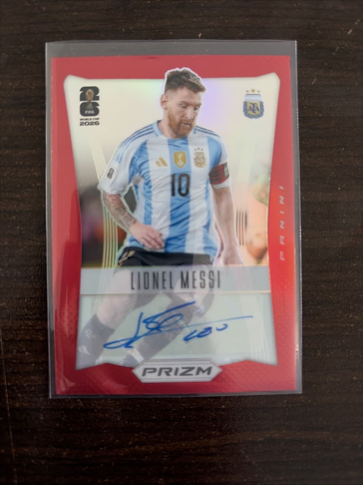 2026 Panini Prizm FIFA World Cup Lionel Messi #12-LM Red Prizm Auto /99