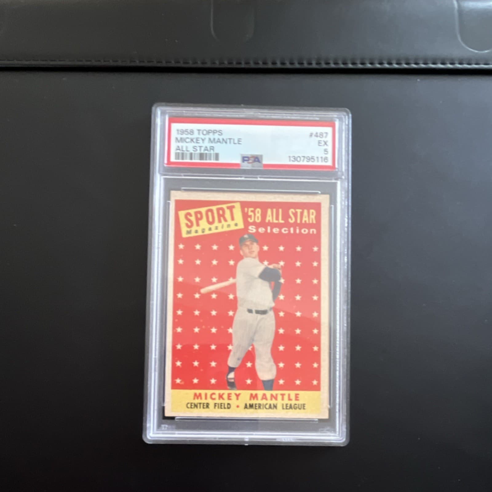 Topps 1958 Sport Magazine All Star Mickey Mantle #487 PSA EX 5 Good Centering