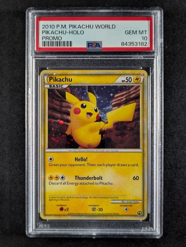 2010 Pokemon PIKACHU Pikachu World Promo Unlimited Cosmos Holo English PSA 10