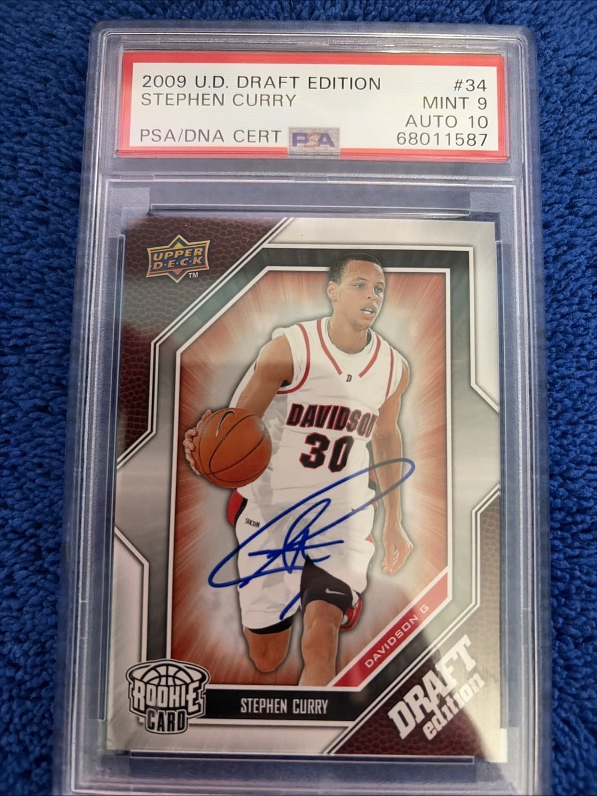 2009-10 STEPHEN CURRY Upper Deck Draft Edition #34 AUTO ROOKIE PSA DNA MINT 9/10