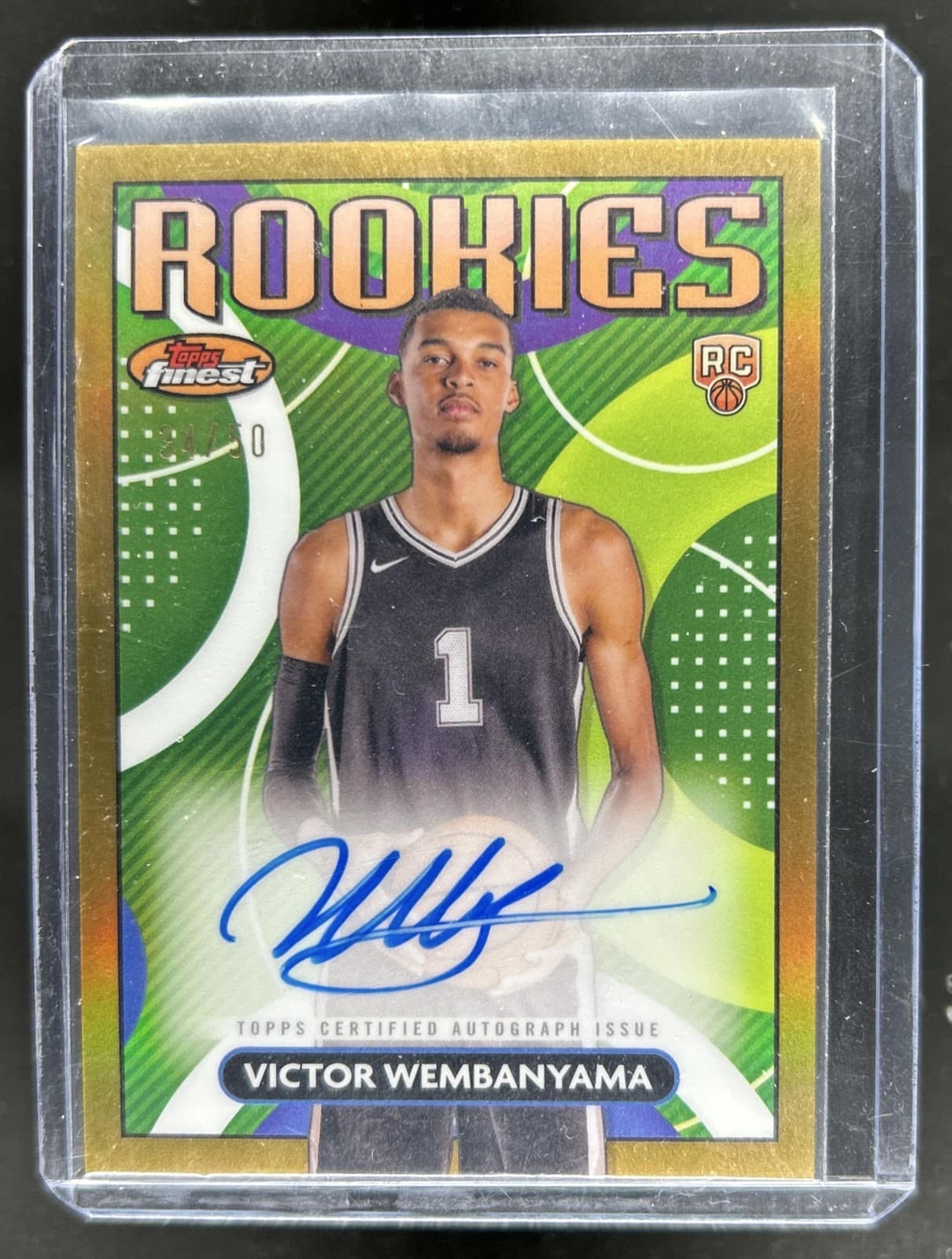 2023-24 Topps Finest Victor Wembanyama Rookie Auto Gold Refractor RC #/50 Spurs