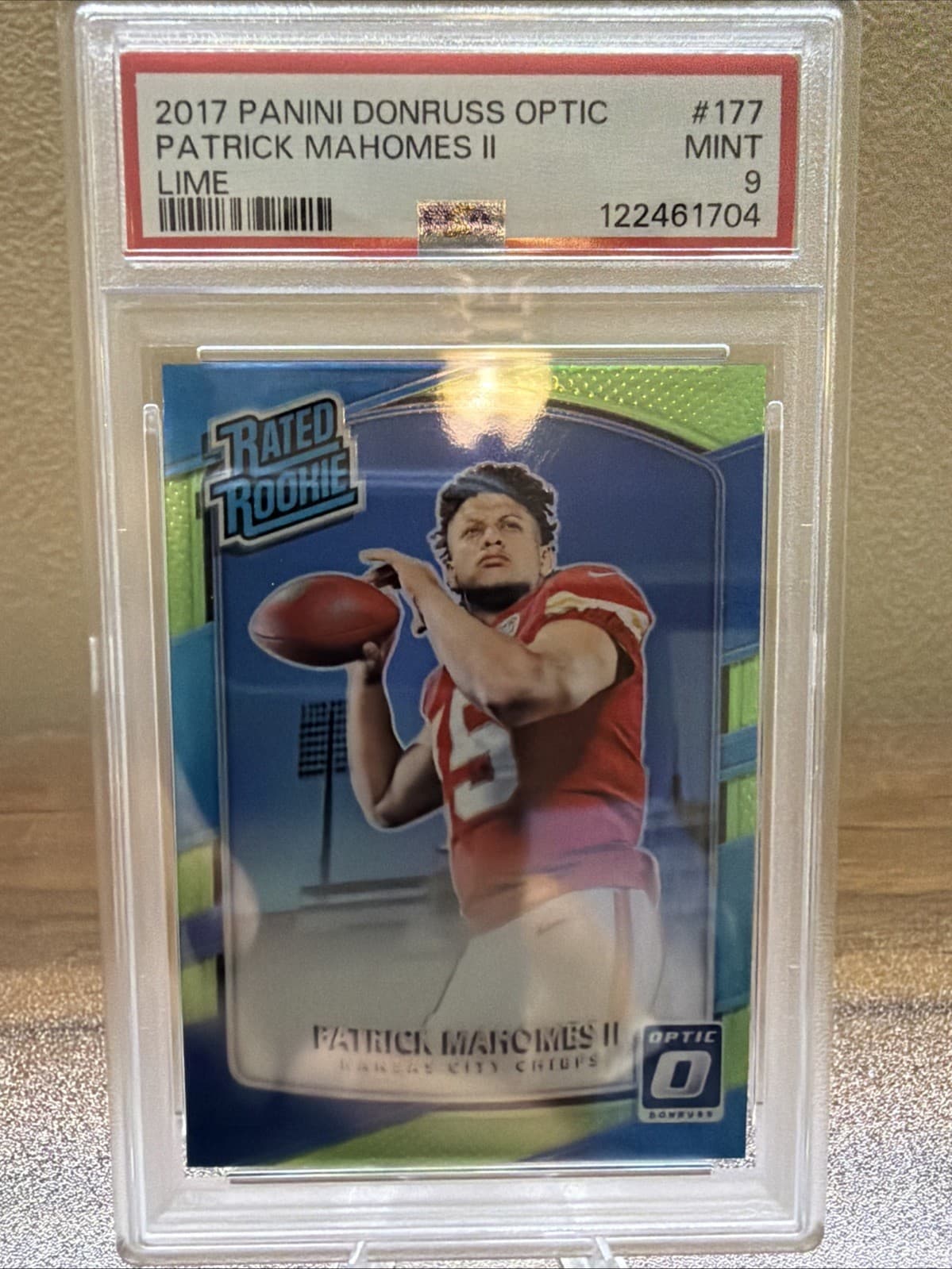 2017 Panini Don Russ Optic Patrick Mahomes Lime Green