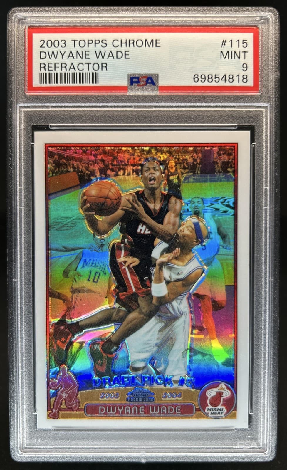 2003-04 Topps Chrome Dwyane Wade Refractor Rookie RC #115 Heat PSA 9