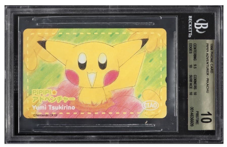 1996 Pokemon Japanese Phone Card Pipipi Adventurer Pikachu BGS 10 PRISTINE
