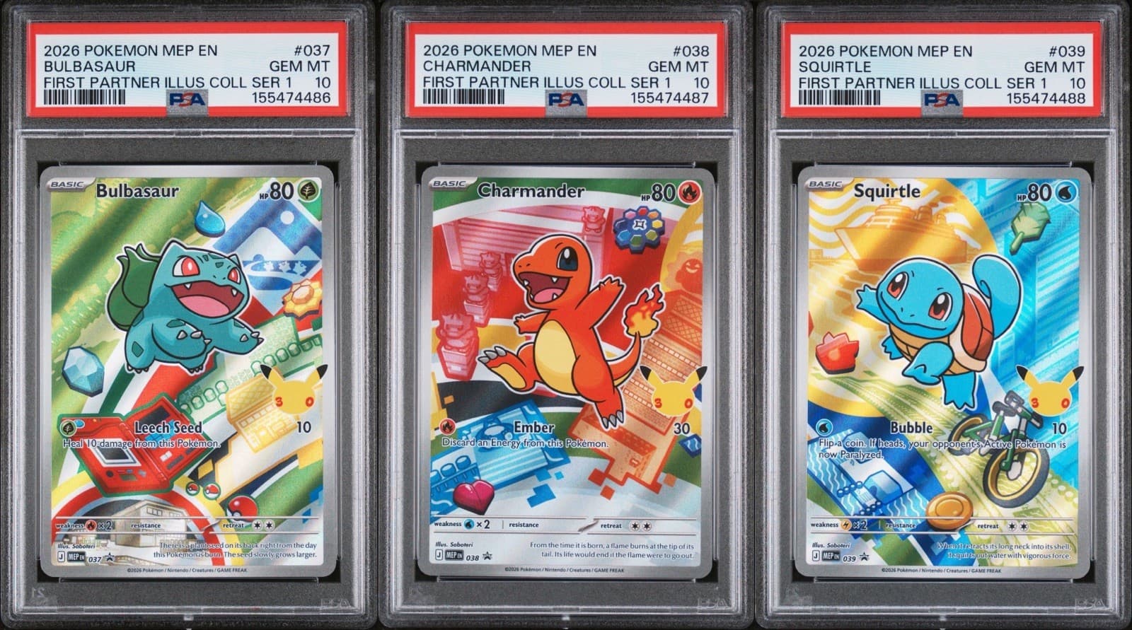 2026 POKEMON FIRST PARTNER ILLUSTRATION COLLECTION SERIES PSA 10 SEQUENTIAL SET