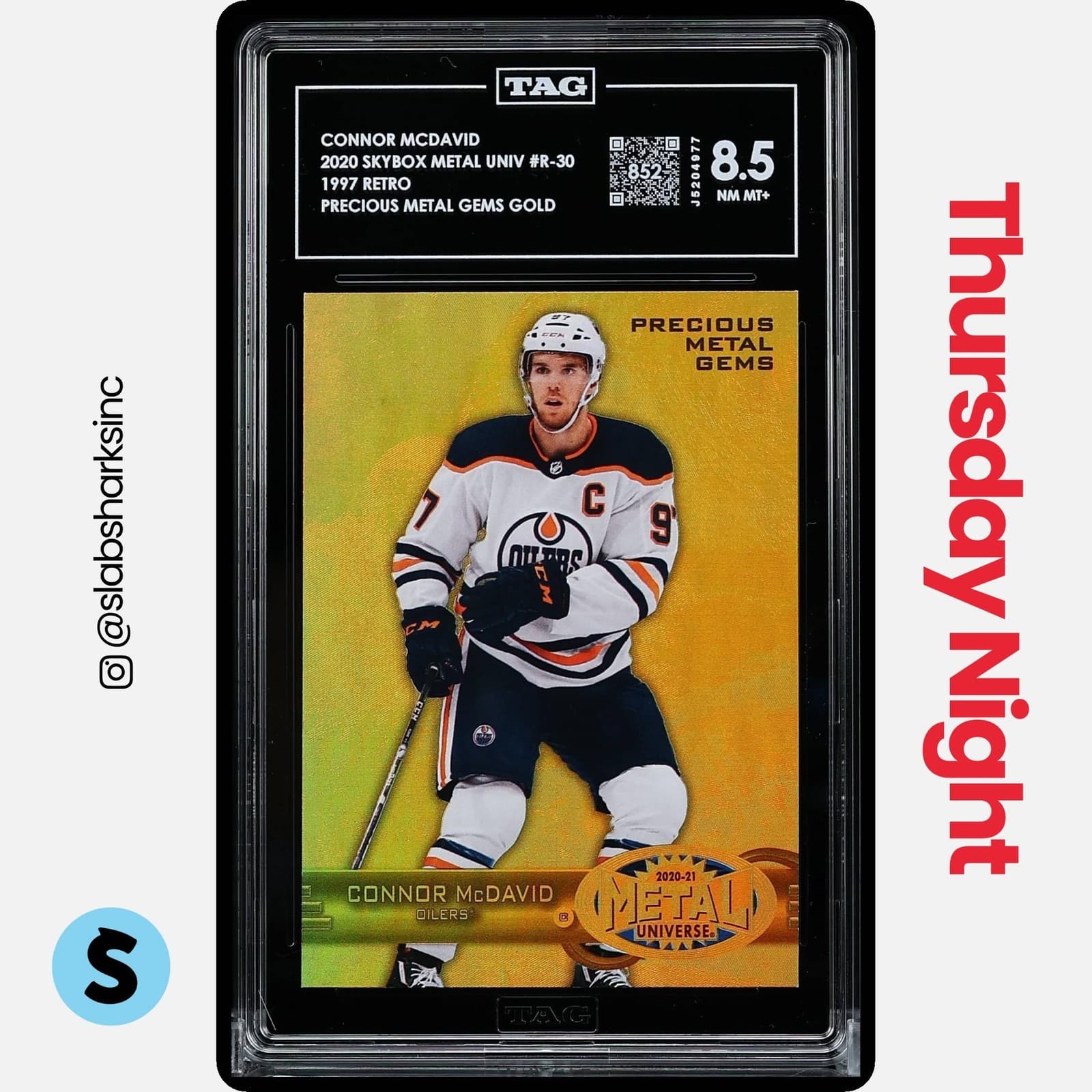 2020 UD SKYBOX CONNOR MCDAVID '97 RETRO PRECIOUS METAL GEMS GOLD PMG 1/1 TAG 8.5