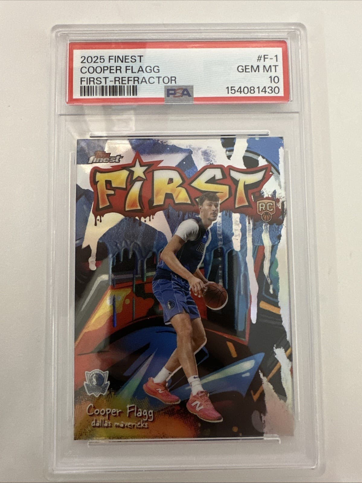 2025-26 Topps Finest First Cooper Flagg #F-1 Refractor RC PSA 10 Mavericks -JSC