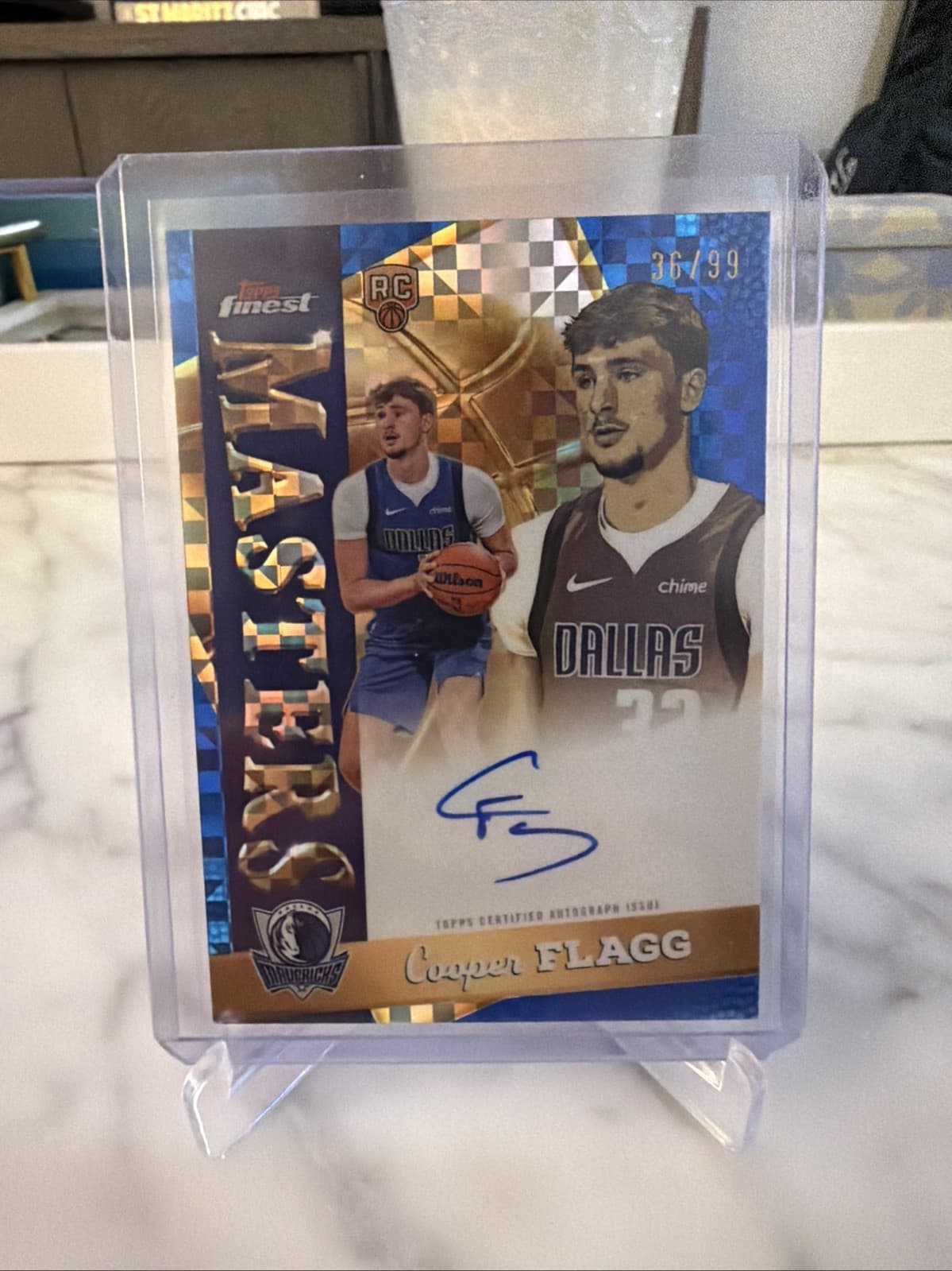 Cooper Flagg 2025-26 Topps Finest Masters Blue X Fractor On Card Auto 36/99