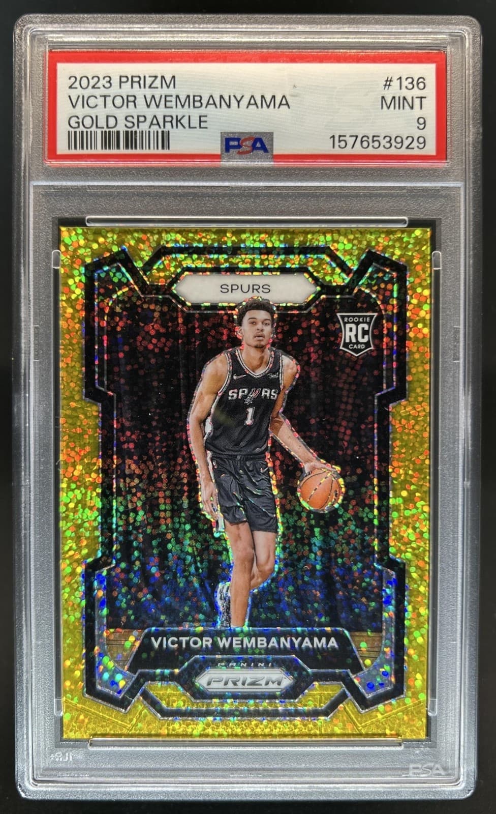 2023-24 Prizm Victor Wembanyama Rookie Gold Sparkle Prizm RC #/24 Spurs PSA 9