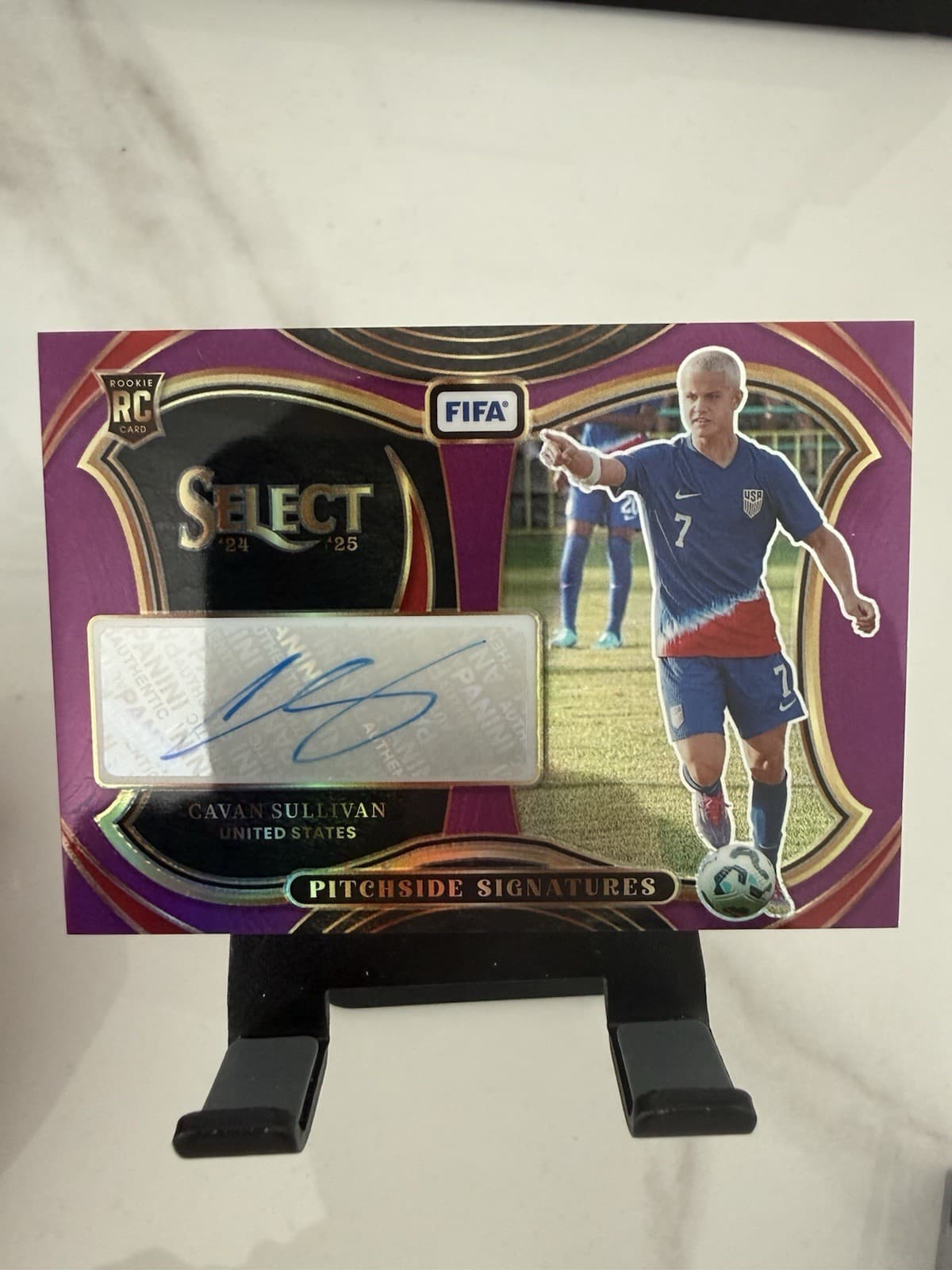 2024-25 Panini Select Fifa Pitchside Signatures Cavan Sullivan Rookie Auto /49