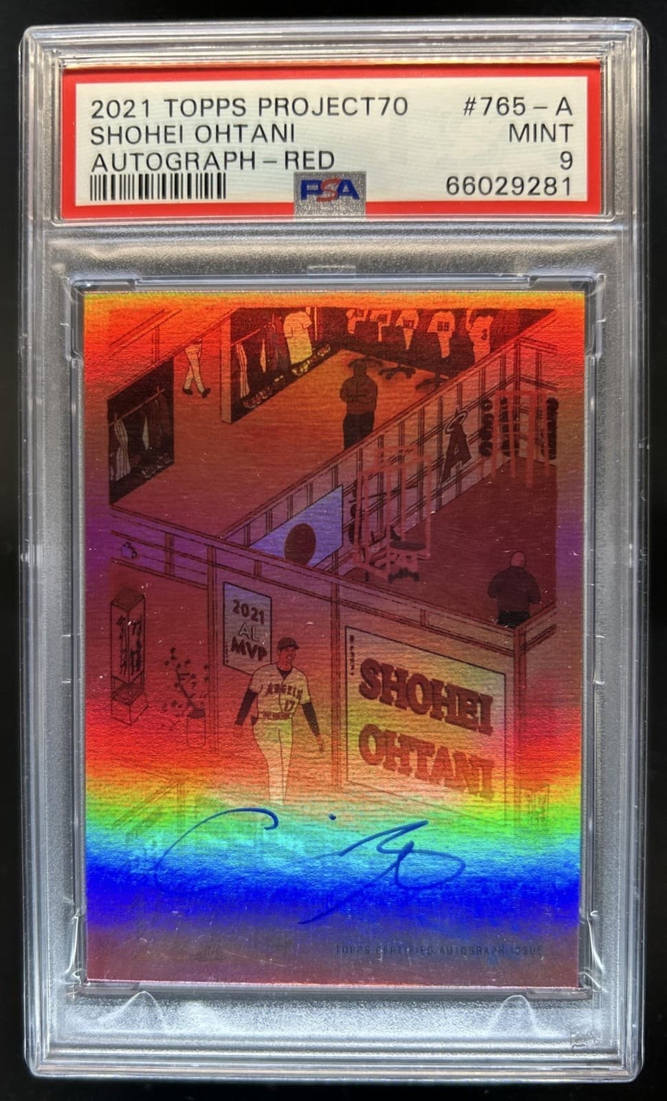 2021 Topps Project70 Shohei Ohtani Red Auto Autograph #4/5 PSA 9 MINT Angels