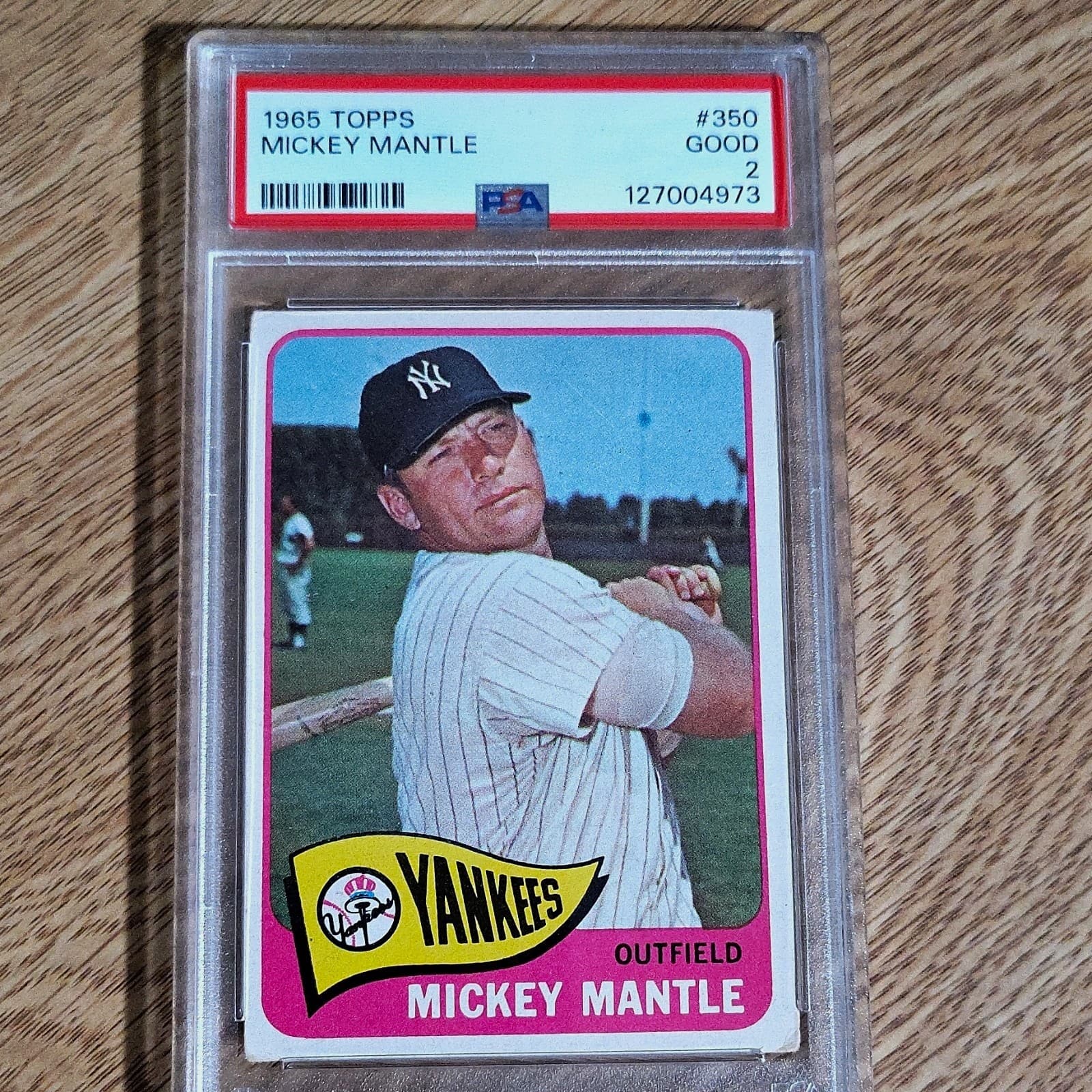 Topps 1965 Topps - Mickey Mantle #350 - PSA 2 Graded - Yankees Cert 127004973