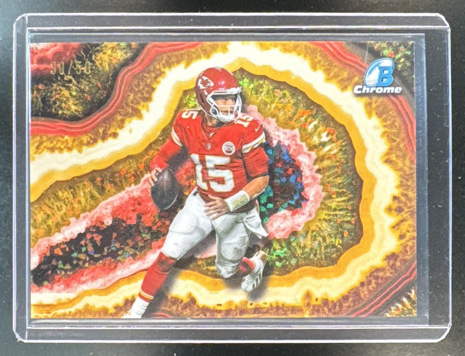 2026 Bowman Patrick Mahomes II Crystallized NFL Chrome Gold Refractor SSP #/50