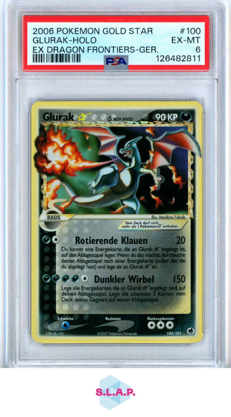 GLURAK-HOLO EX DRAGON FRONTIERS-GER. POKEMON EX GOLD STAR 2006 100 PSA 6