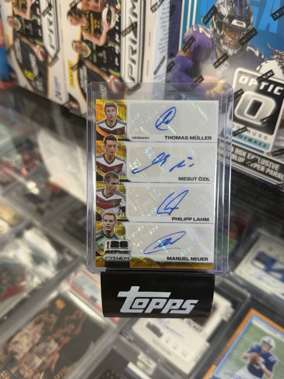 Muller/Ozil/Lahm/Neuer Panini Prizm FIFA World Cup Germany Quad Auto gold 2/2!
