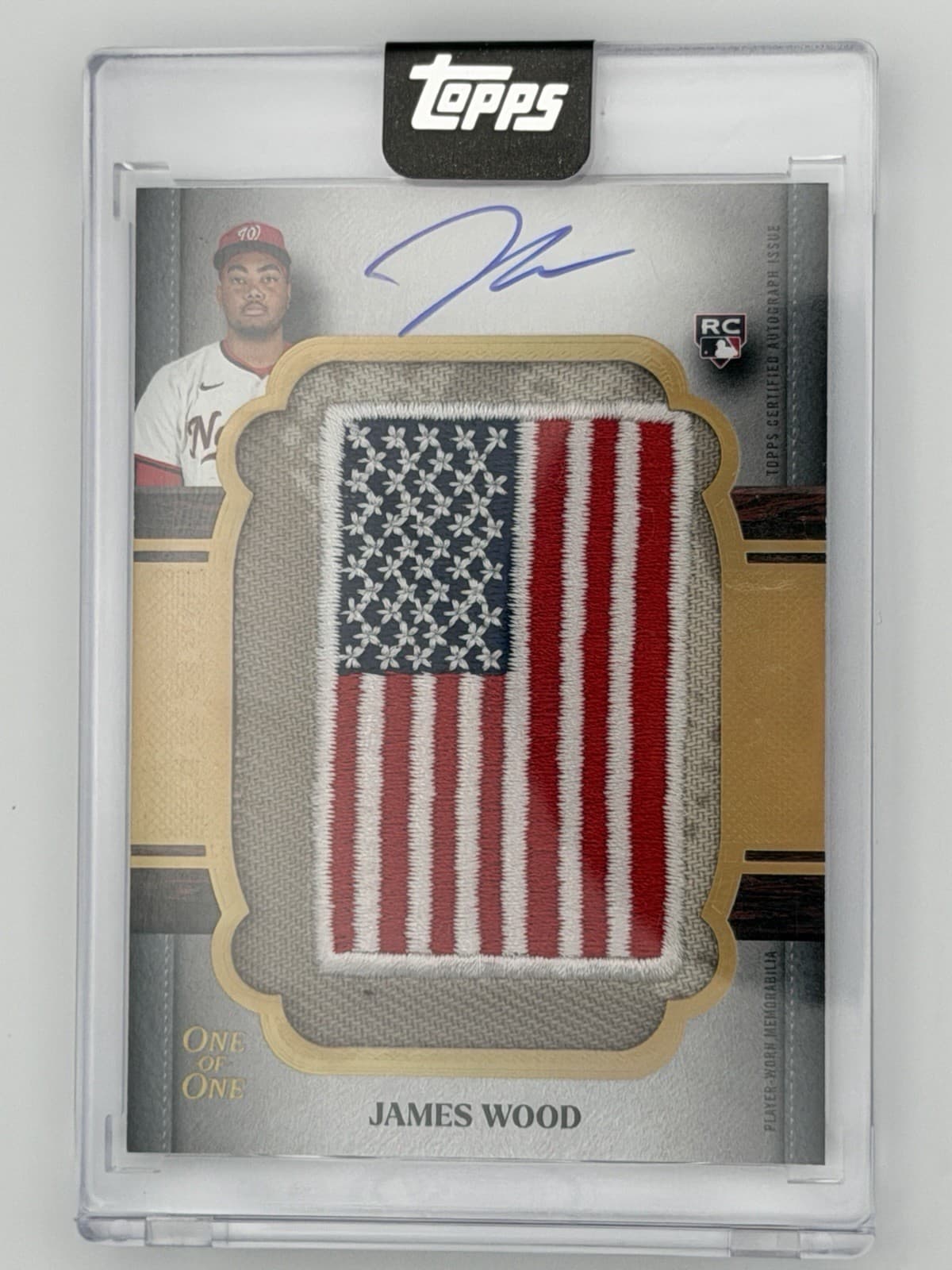 James Wood 1/1 Rookie Cap Patch Auto RC USA Flag Armed Forces Topps Five Star