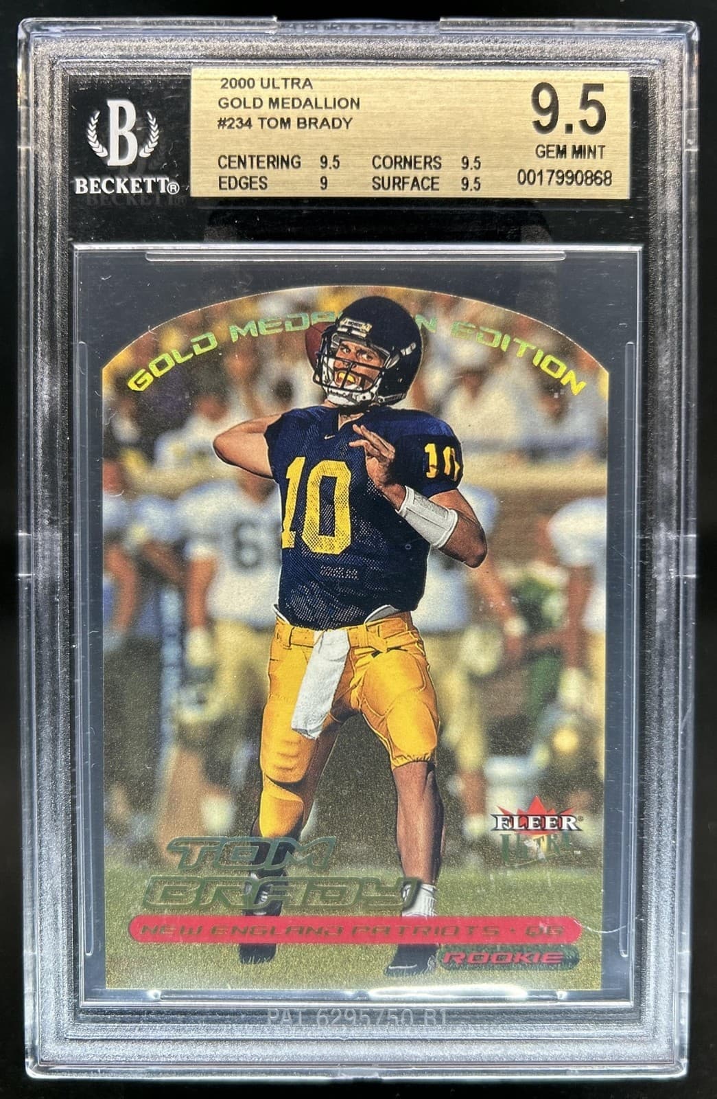 2000 Fleer Ultra Tom Brady Gold Medallion Rookie RC #234G Patriots BGS 9.5