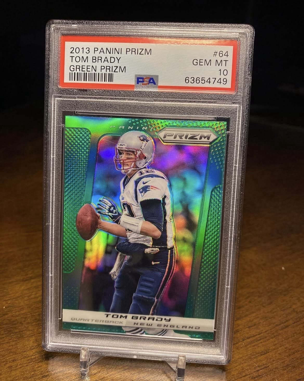 2013 Panini Prizm Tom Brady #64 Green Prizm PSA 10 New England Patriots