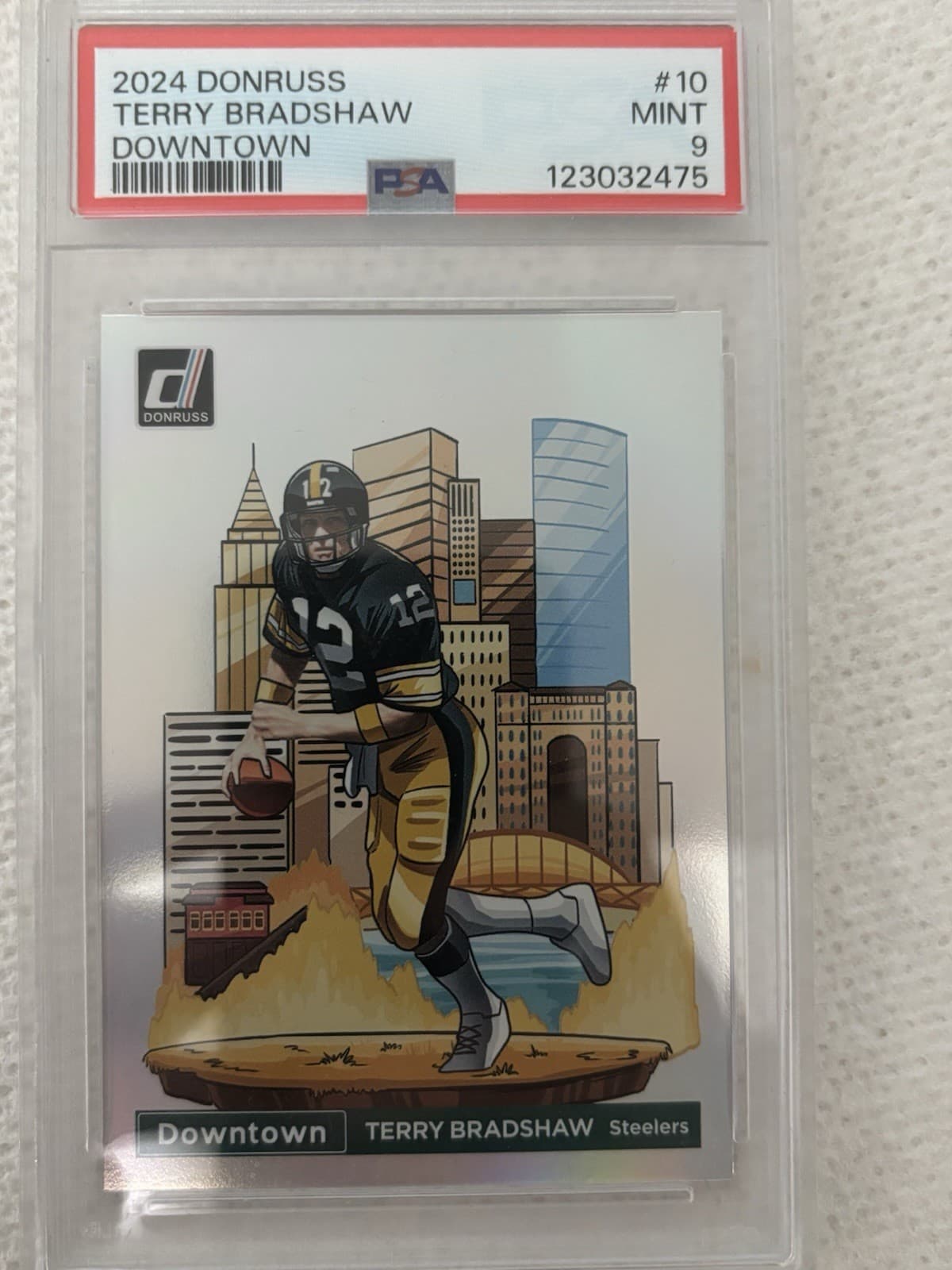 Panini 2024 Donruss Downtown Terry Bradshaw #10 PSA 9 Steelers Football Card